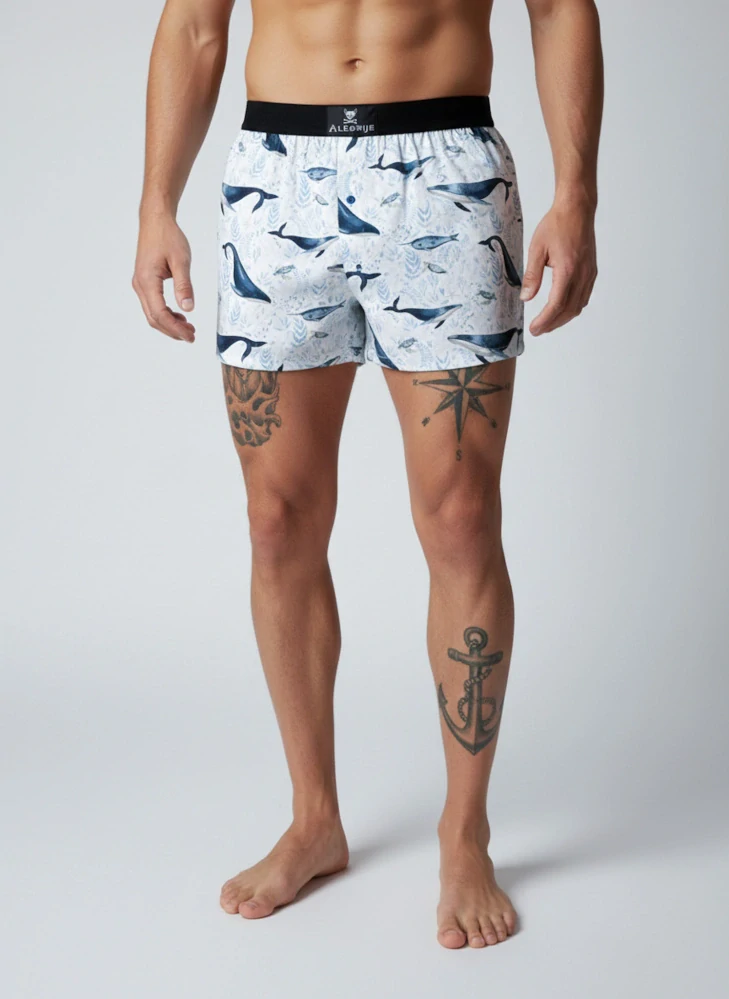 Pánské trenky s mořským vzorem - limitovaná edice (velryby & želvy)