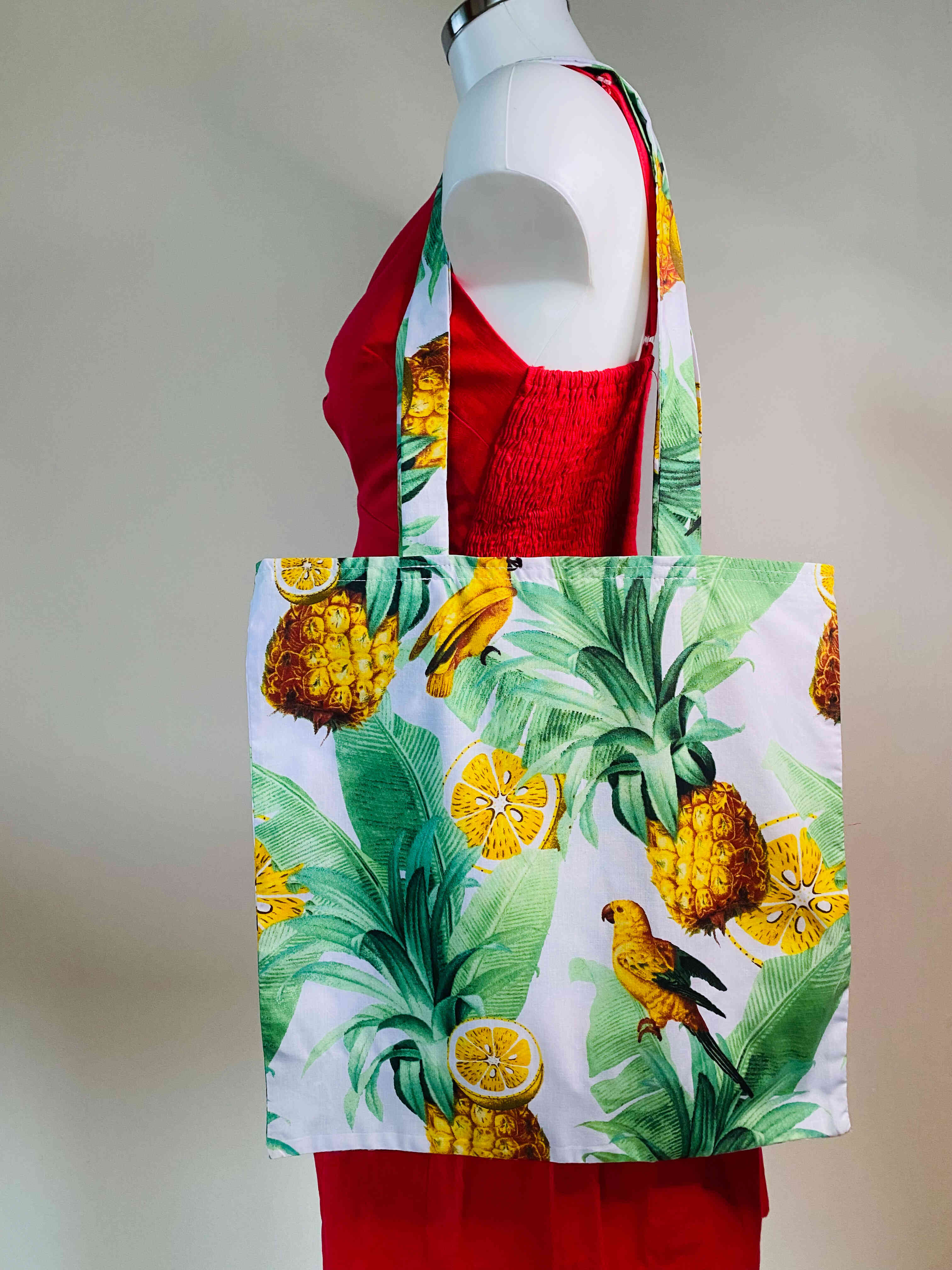 Plátěná Taška Papoušci Ananas
