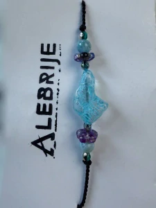 Dámský náramek psí hlavička - české sklo a larimar