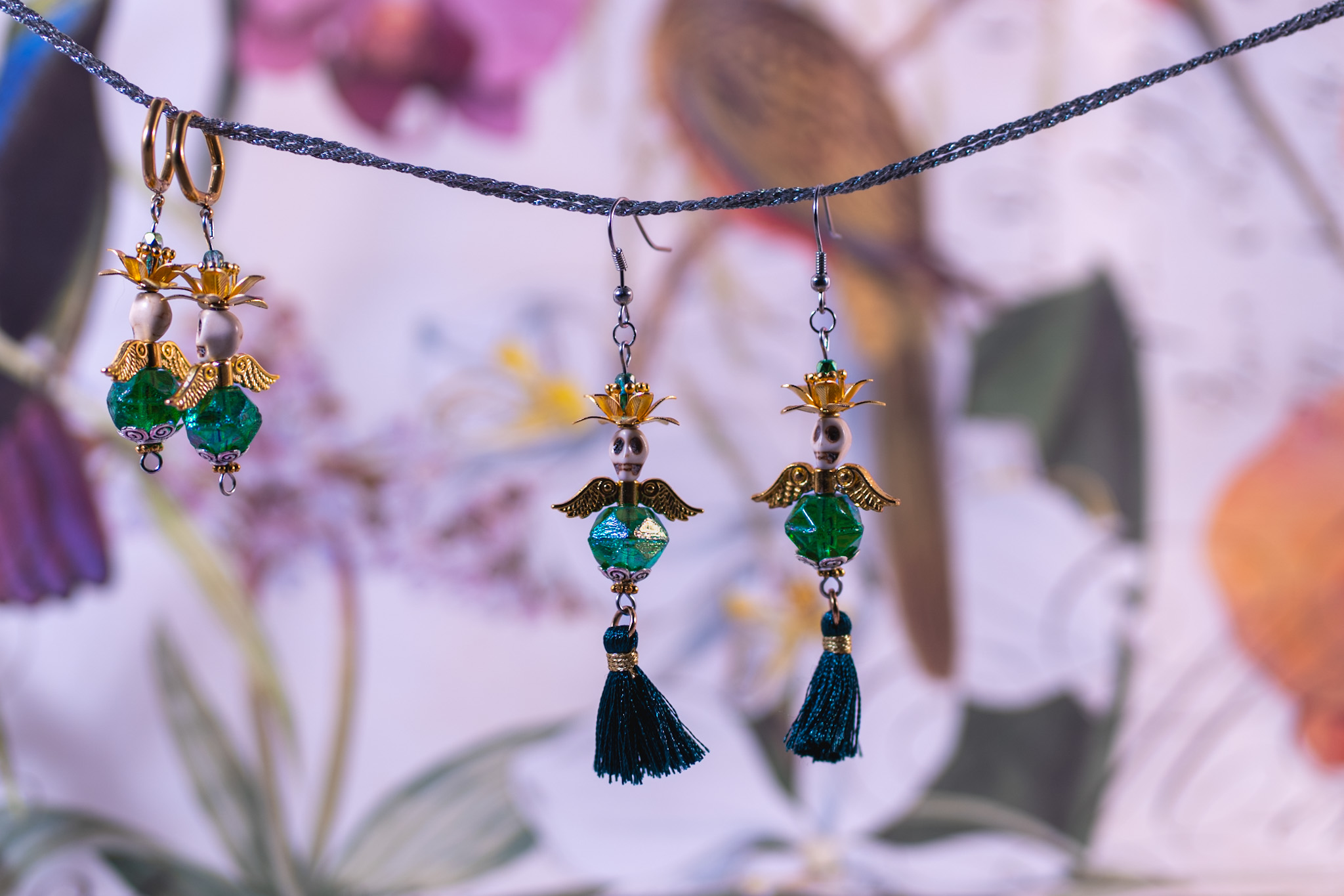 Zlaté náušnice lebky