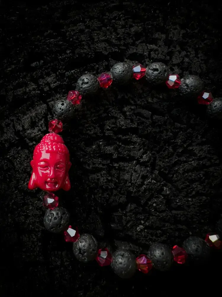 Náramek Buddha Červený Lávový.
