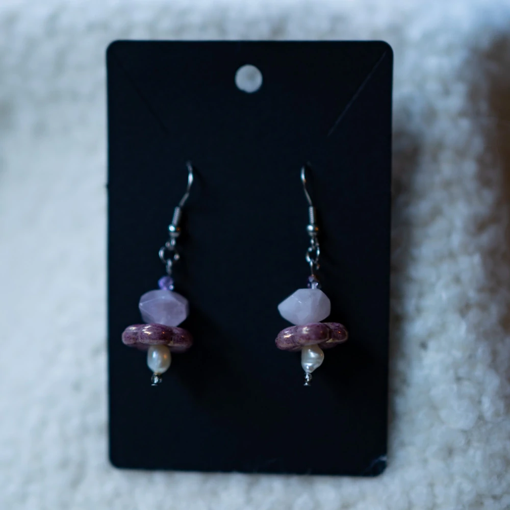 Náušnice růženín - perly