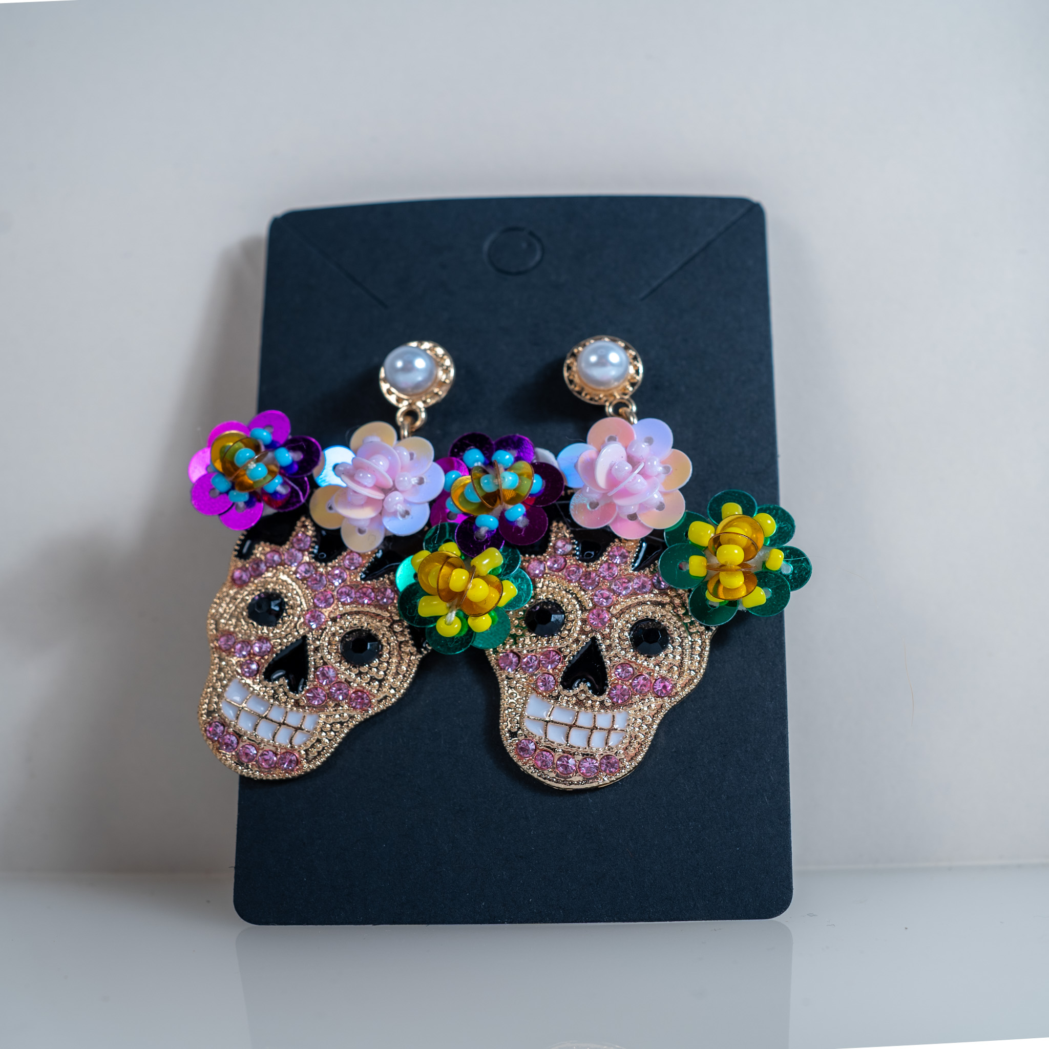 Náušnice květina s lebkou