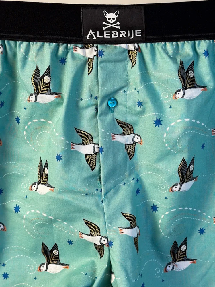 Pánské ručně šité trenky ze 100% bavlny s motivem papuchalků - limitovaná edice