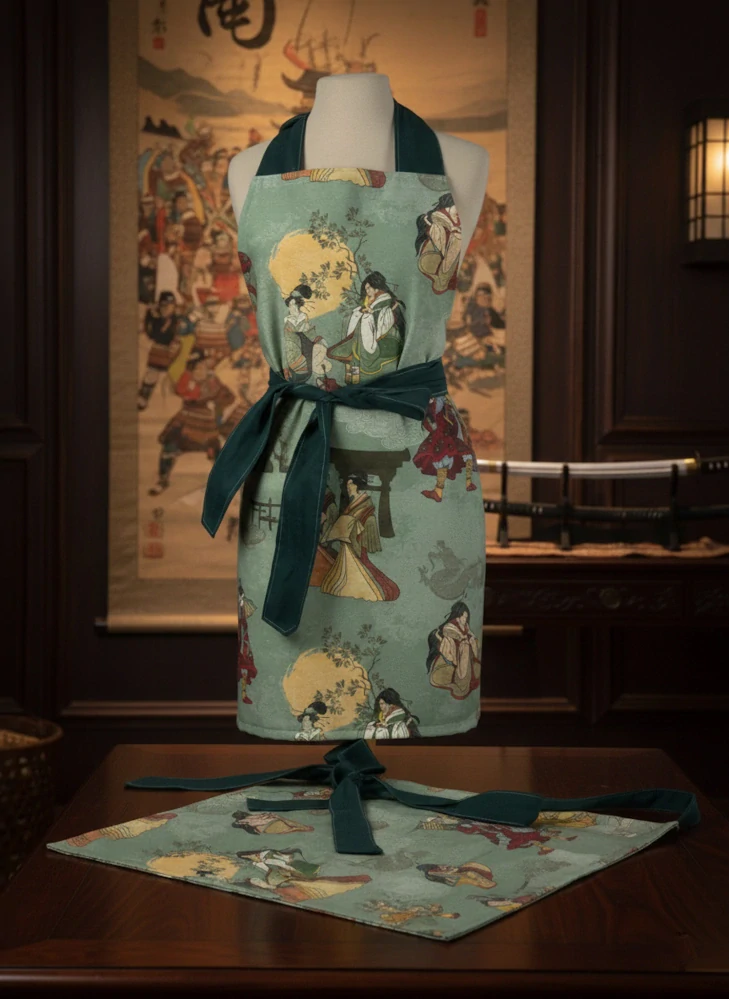 Párové kuchyňské zástěry Samurajové - ručně šité, česká značka