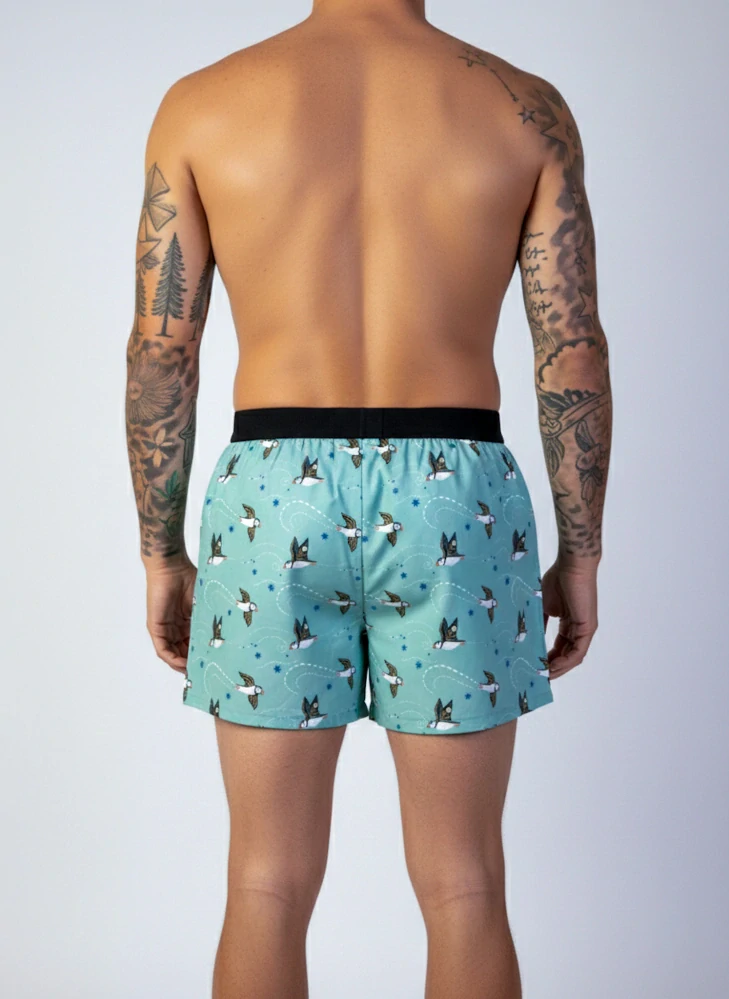 Pánské ručně šité trenky ze 100% bavlny s motivem papuchalků - limitovaná edice