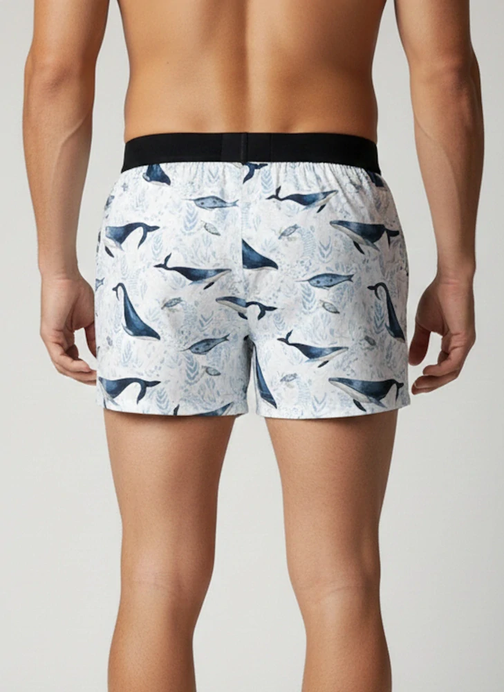 Pánské trenky s mořským vzorem - limitovaná edice (velryby & želvy)