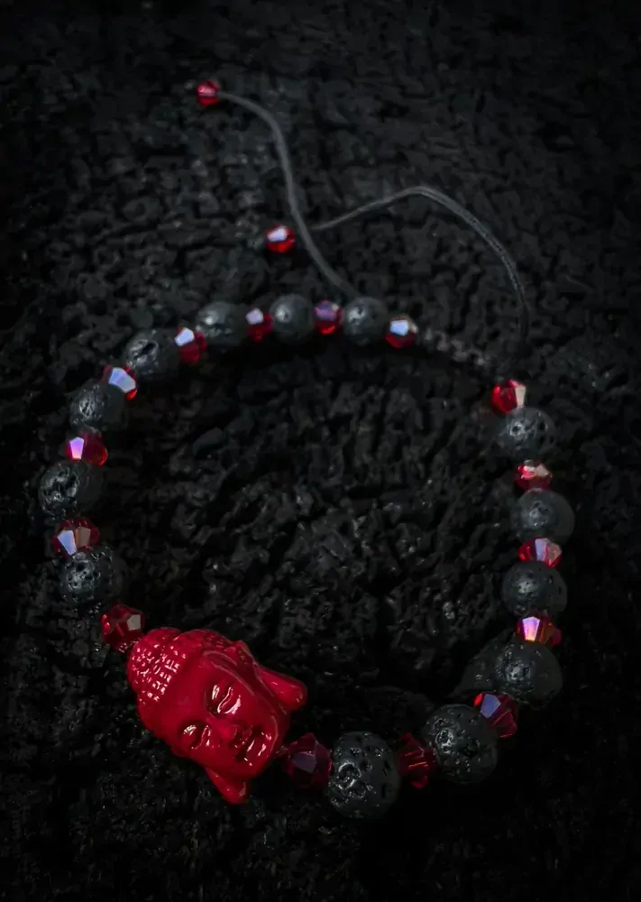 Náramek Buddha Červený Lávový.