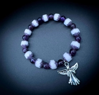 Náramek Ametystový S Andělíčkem