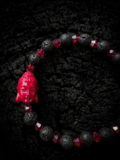 Náramek Buddha Červený Lávový.